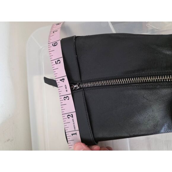 PRADA  BLACK  LEATHER 2X BELTED BUCKLE BIKER  BOOTS 37.5 ITALY - Picture 8 of 12